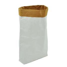 Vlakke witte papieren zak met blokbodem (per 10 stuks)