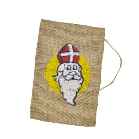 Jute zak met Sinterklaas opdruk 20 x 30 cm gebruik: Jute zak met Sinterklaas opdruk 20 x 30 cm
