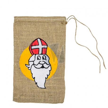Jute zak met Sinterklaas opdruk 15 x 25 cm gebruik: Jute zak met Sinterklaas opdruk 15 x 25 cm