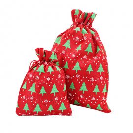 Non woven imitatiestof zakje Kerstboom groen