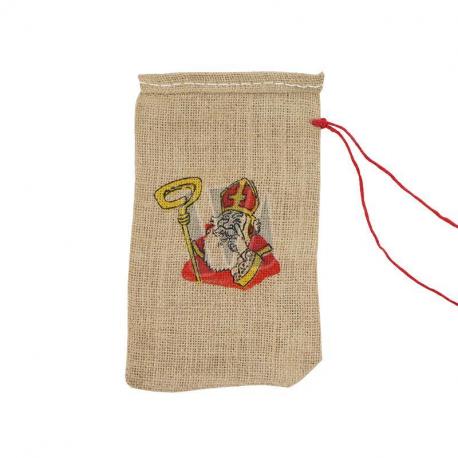 Jute zak met Sinterklaas 15 x 25 cm gebruik: Jute zak met Sinterklaas 15 x 25 cm